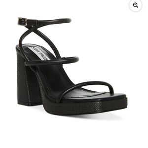 Steve Madden Black Strappy Block Heel Sandals, Pennie size 6.5